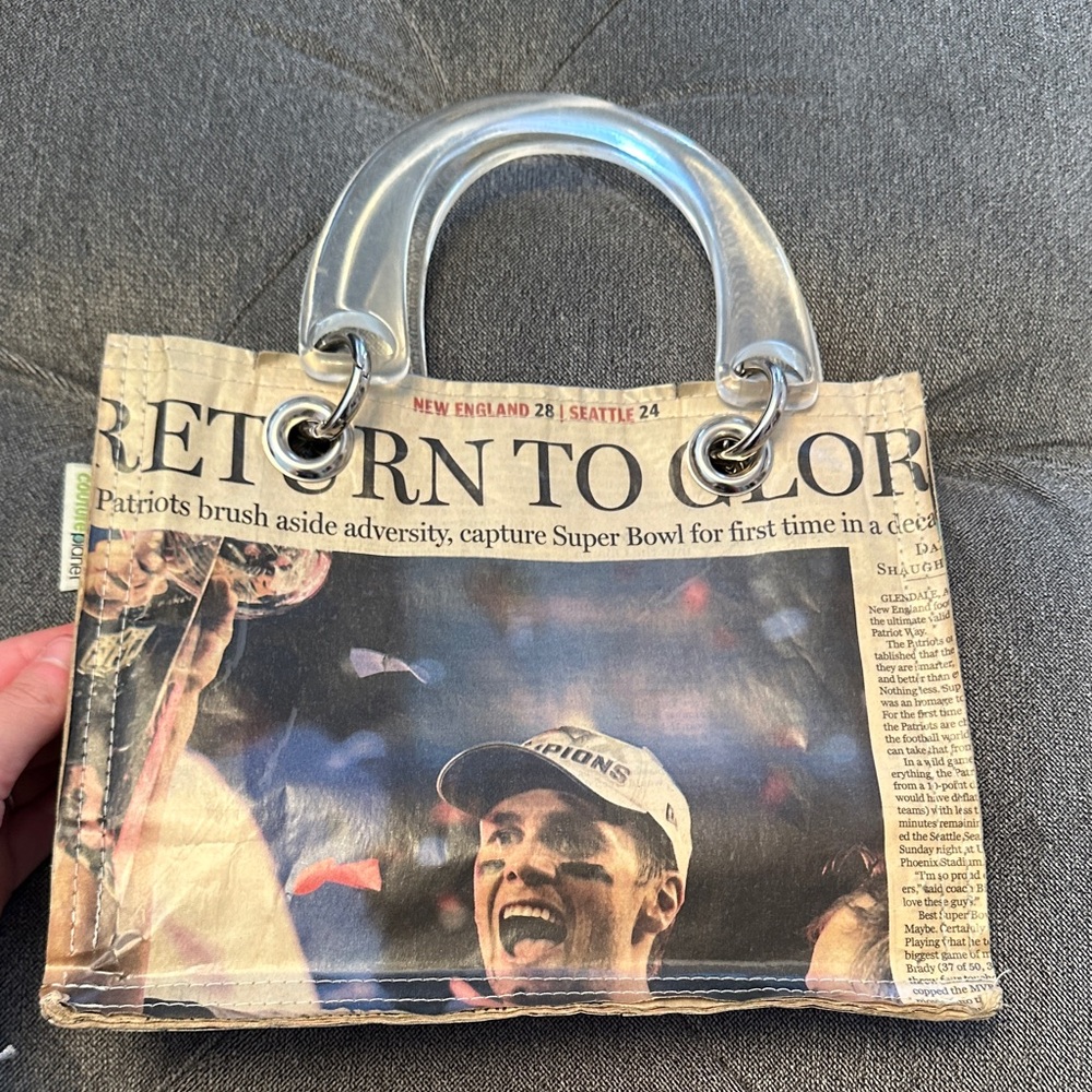 Transparent Handle Newspaper Print Bag